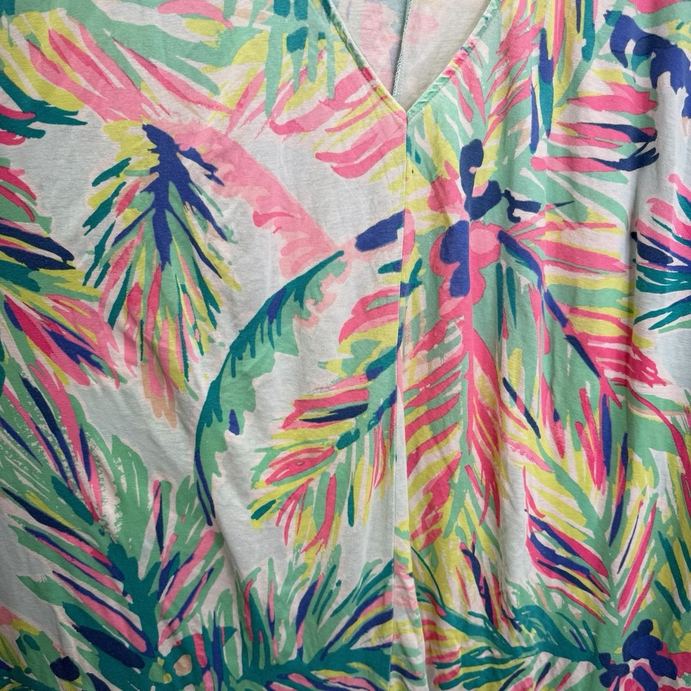 Lilly Pulitzer Tropical Dress Caftan Mini Short Sleeve SZ XL Resort Wear Beachy - Picture 2 of 5